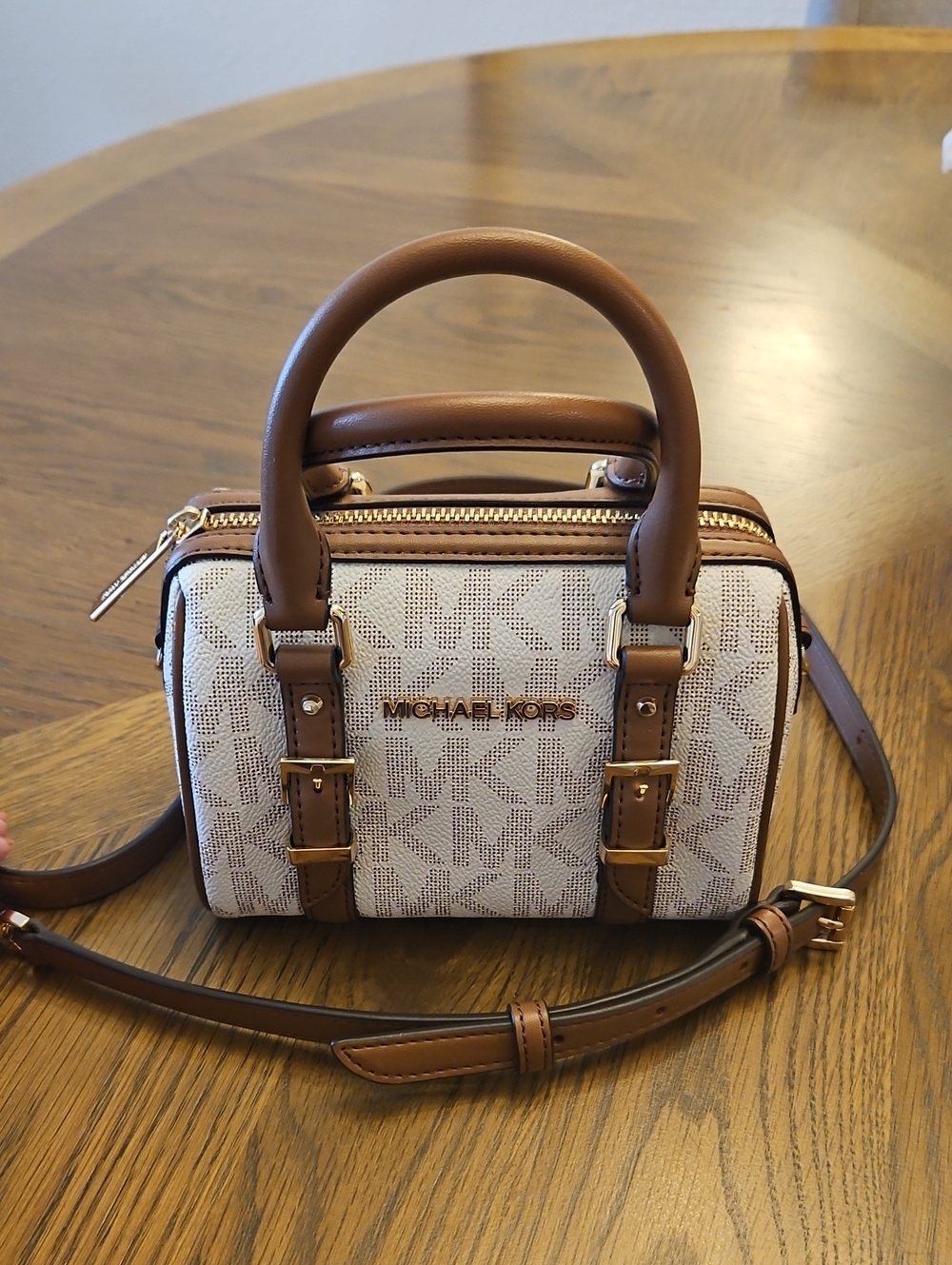 Michael Kors Cream & Brown Mini Logo Crossbody - Picture 9 of 11